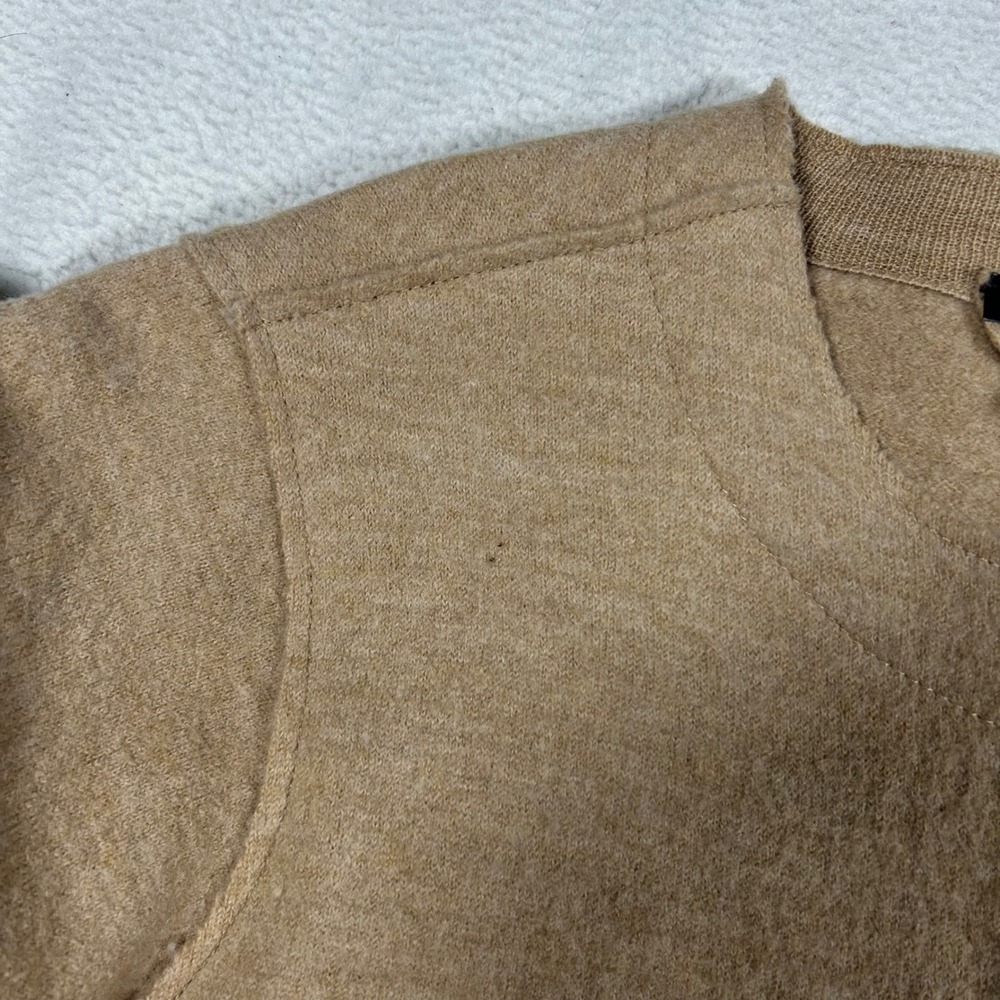 Eileen Fisher Womens Round Neck Boxy Jacket Size Medium Camel Boiled Wool Zip - Picture 10 of 10